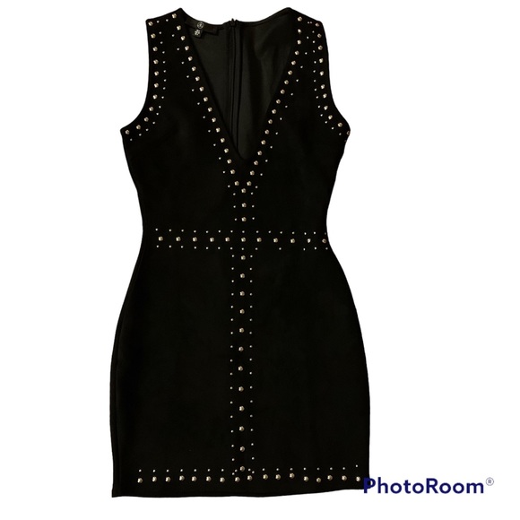 Missguided Dresses & Skirts - Missguided Black Faux Suede with Metal Stone Dress Size 4 NWOT